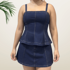 Blusa Denim Peplum Sin Manga