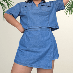Conjunto Denim Falda Short + Blusa