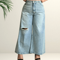 Wide Leg Rasgado Cintura Elasticada REGULAR