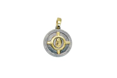 COLGANTE CIRCULAR PELTRE VIRGEN NIÑA DISEÑO1