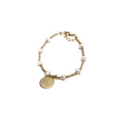 PULSERA PERLAS  DE RÍO MEDALLA