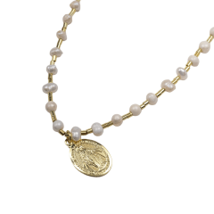 COLLAR BAÑO DE ORO CADENA Y PERLAS
