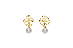 AROS BAÑO DE ORO FLOR CALADA PERLA
