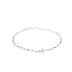 PULSERA PLATA CRUZ CENTRAL