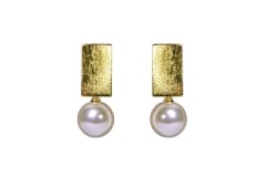 AROS BAÑO DE ORO RECTÁNGULO PERLA