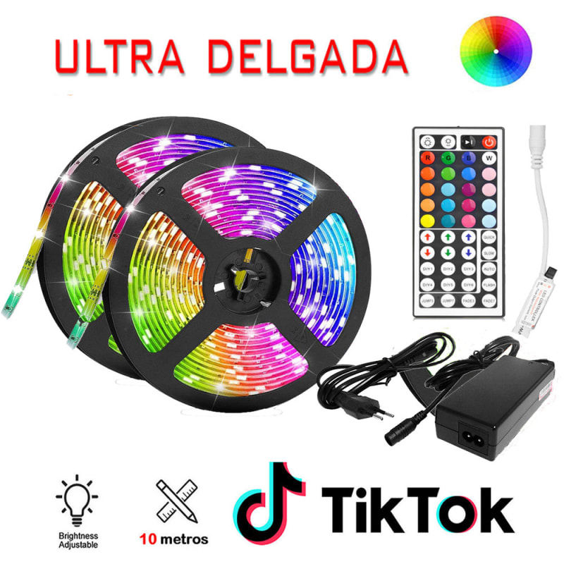 Luces Colores Tiktok Premium 10 metros/Cinta Led Ultradelgada