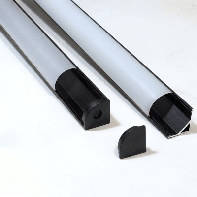Perfil Aluminio Difusor 1002 2mt Esquinero Simple Negro1