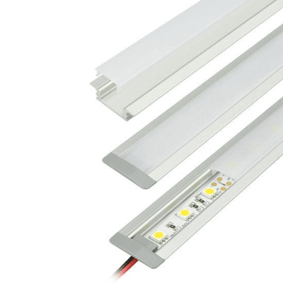 Perfil Aluminio Difusor 1204 3mt Plano Empotrable para Cinta Led1