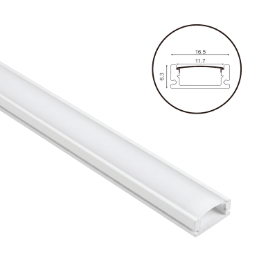 Perfil Aluminio Blanco Difusor 1205 2mt Rectangular Plano