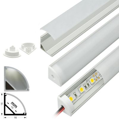 Perfil Aluminio Difusor 1002 2mt Esquinero 16x16mm