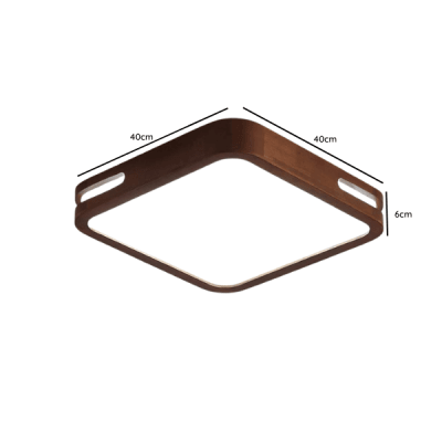 Lámpara Led Moderna Cuadrada Sobrepuesta 36w 400mm Madera Oscura Modelo Urvi