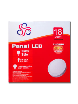 Panel Led 18W Redondo Sobrepuesto 225/225mm (Caja Roja)