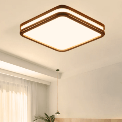 Lámpara CCT Cuadrada 36W 300mm Caoba Control Remoto