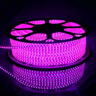 Cinta Led 220V Delgada Rosado 120Led/m 2835 IP68 Exterior 100mt Magenta
