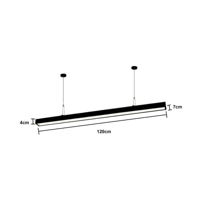 Lineal Led 27W Negro 5700K Luz Fría 7x4x120cm Económico (wt)
