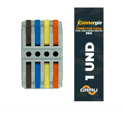 Conector Wago Vago Modelo Four Línea-Tierra-Neutro 30A