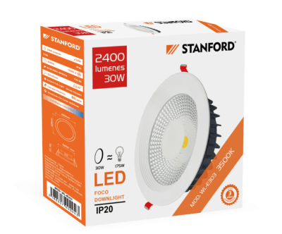 Foco Downlight 30W 3500K Luz Cálida Concéntrico Opal (WL-E303)