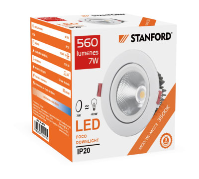 Foco DownLight 7W 3500K Luz Cálida Concéntrico Dirigible 90/70mm