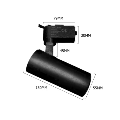 Foco Riel Monofásico para GU10 Negro 175x115x60mm (No Incluye Ampolleta)