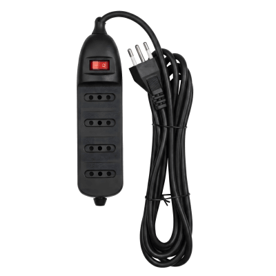 Alargador 3mt 4 Tomas Con Interruptor Negro SEC