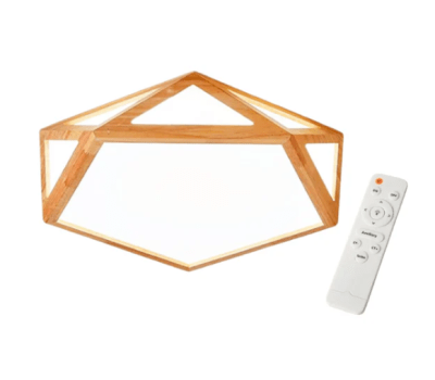 Lámpara CCT Pentágono 36W 300mm Abedul Control Remoto1