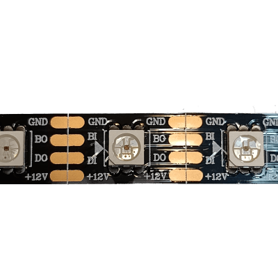 Cinta Led 12V 5050 Digital ws2815 4pin IP20 60Led/m RGB 5mt Fondo Negro