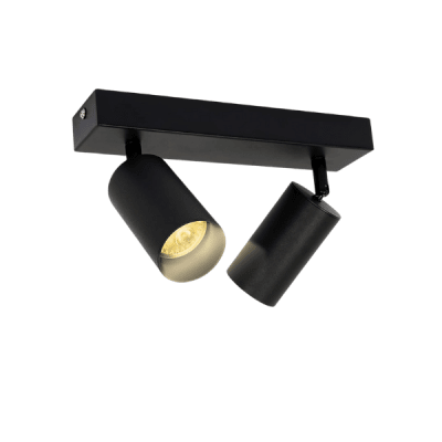 Foco Porta GU10 Doble Negro Sobrepuesto Led Modelo Altair II G2E1