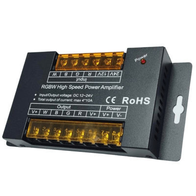 Amplificador RGB High Speed 12-24V 360W 10A 4CH Negro Metal (Acepta PWM) W1P1