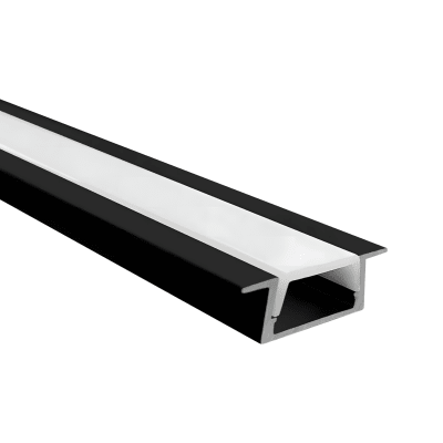 Perfil Aluminio Difusor 1204 2mt Plano Empotrable Negro1