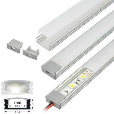 Perfil Aluminio Difusor 1205 3mt Rectangular Plano