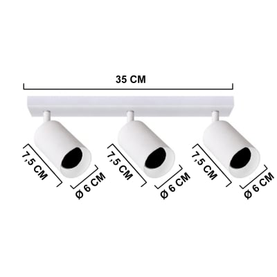 Aplique Porta Ampolleta GU10 de 3 Focos Blanco