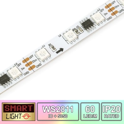 Cinta Led 12V 5050 Digital ws2811 IP20 60Led/m RGB 5mt (kn)