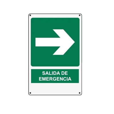 Señalética Salida de Emergencia Derecha 20x30 plástico
