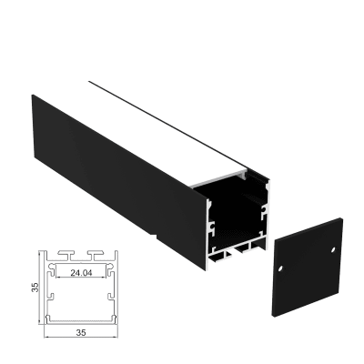 Perfil Aluminio Difusor 3535 3mt Sobreponer Negro Z1C