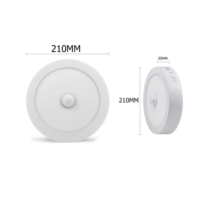Panel Led 18W Redondo Sobrepuesto 6000K Luz Fría con Sensor de Movimiento