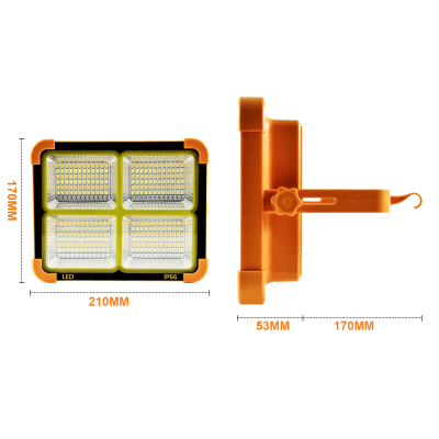 Proyector de Área Led 200W Panel Solar Integrado 3000K- 4500K-6000K-Luz Intermitente (Rojo+Azul)