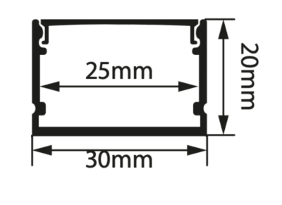 Perfil Aluminio Difusor 3020 2mt Sobreponer (vm)