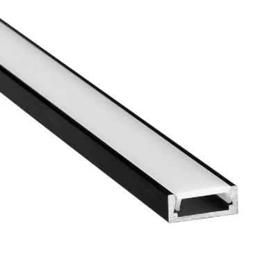 Perfil Aluminio Difusor 1102 3mt Delgado Plano Negro