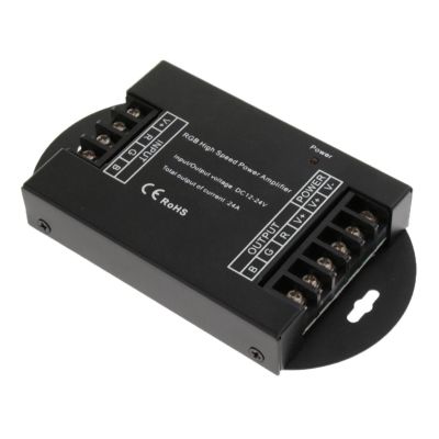 Amplificador RGB High Speed 12-24V 288-576W 24A 3CH cuerpo negro metal