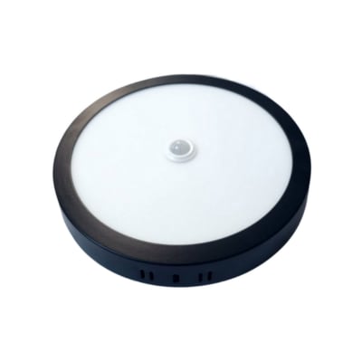 Panel Led 18W Redondo Sobrepuesto Negro Bio con Sensor de Movimiento 6500K Luz Fría