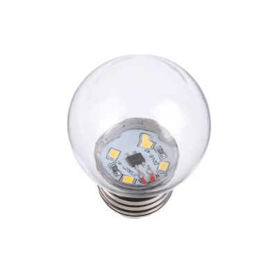 Ampolleta SMD Bola Transparente E27 G45 220V 3W 3000K Cálida