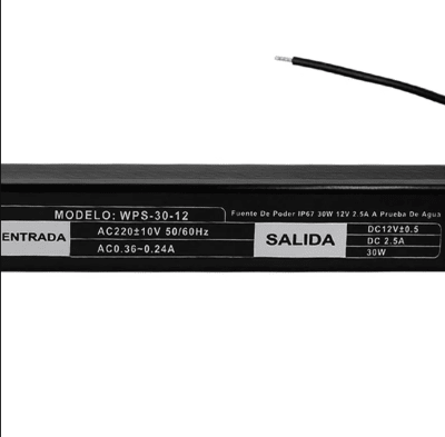 Fuente de Poder 12V 2,5A 30W IP67 Delgada