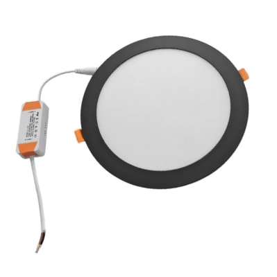 Panel Led 18W Negro Redondo Embutido 220/170mm 6500K Luz Fría