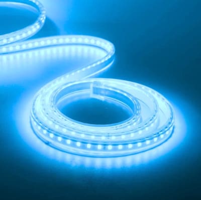 Cinta Led 220V New Gen Azul Hielo corte 20cm c/adhesivo IP65 100Mt (kn)