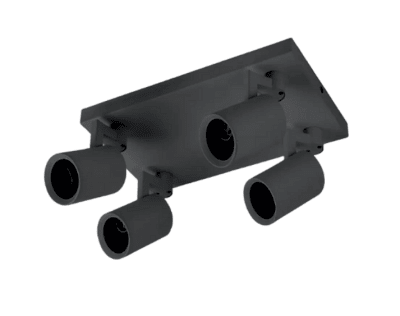 Aplique Porta Ampolleta GU10 de 4 Focos Negro (kn)1