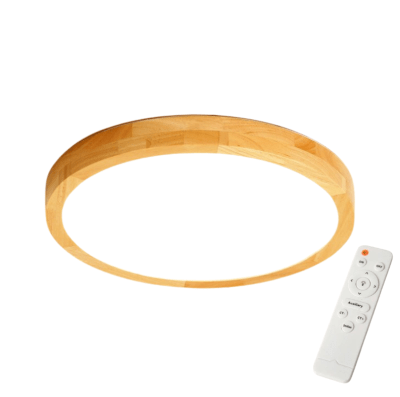 Lampara Led Moderna Redonda Sobrepuesta 36w 400mm Madera Clara Tannistha