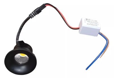 Foco Spot Mini 3W 3000K Luz Cálida Negro Embutido Redondo (wd)1