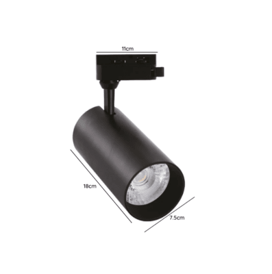 Foco Riel Monofásico 30W Modelo Altair 3000K Luz Cálida Negro