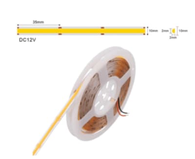 Cinta 12V COB 10W/m IP54 320Led/m 3000K Cálida 5mt