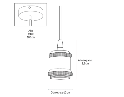 Soquete Vintage Dorado E27, cordón 1mt